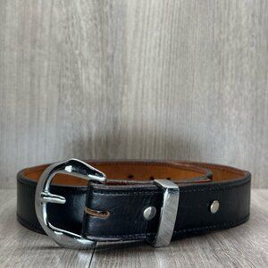SW Hibdon Belt Mens 41" Leather Works Stainless Steel Buckle Adjustable Black